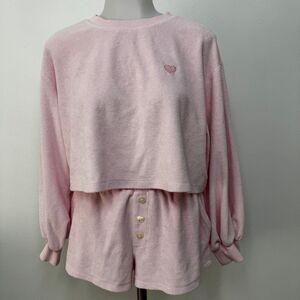 Stoney Clover Lane xTarget Light Pink Crop Terry Sweatshirt and Shorts